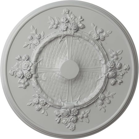 Ekena Millwork Flower Ceiling Medallion (Fits Canopies up to 3 7/8"), Hand-Painted Frost, 27"OD x 1 1/8"P CM27FLFRF
